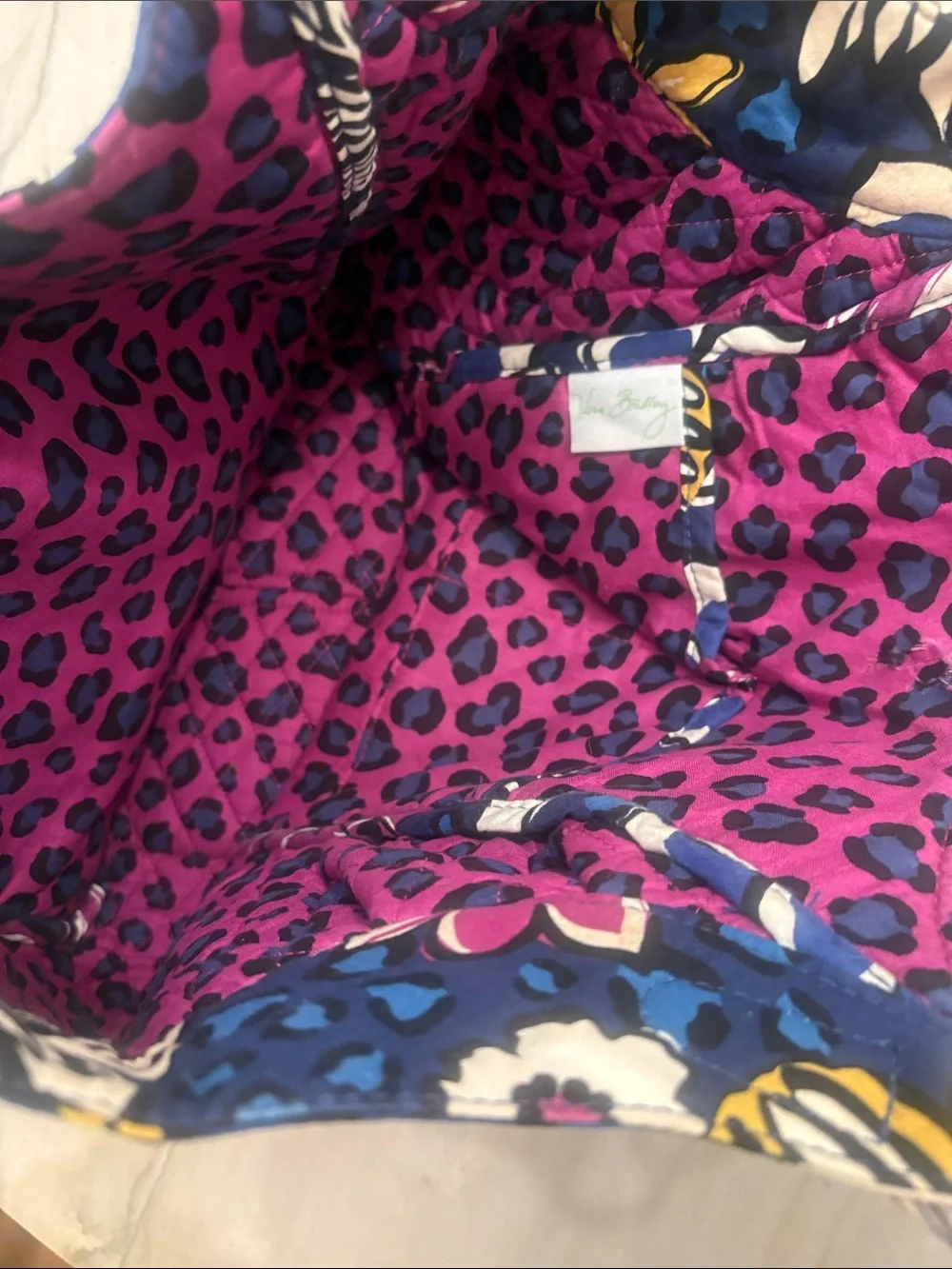 Vera Bradley Navy Floral Tote with Pink & Yellow Accents